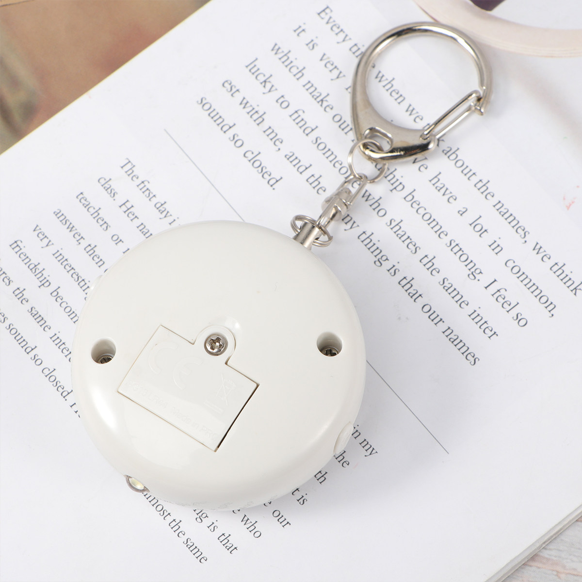 Personal Alarm Keychain - Alarmes de emergência, redondos, pretos, eletrônicos,